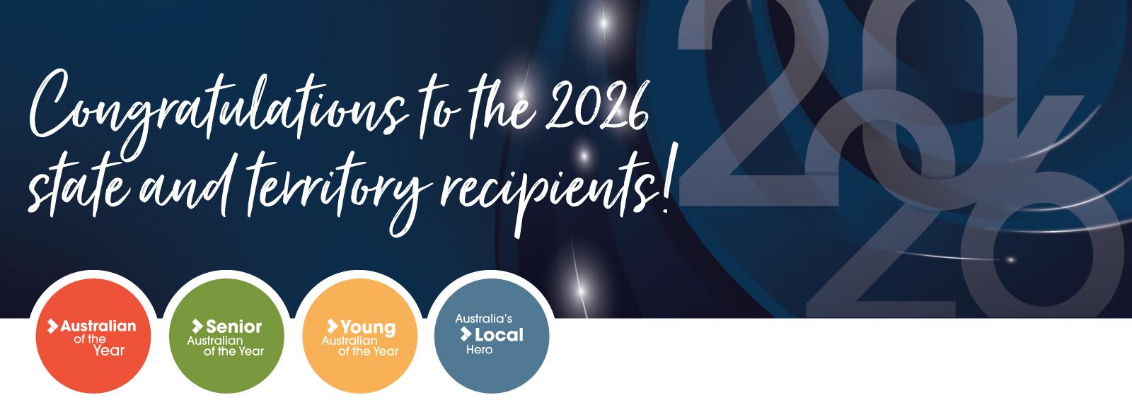 Congratulations to the 2026 state and territory recipients! 